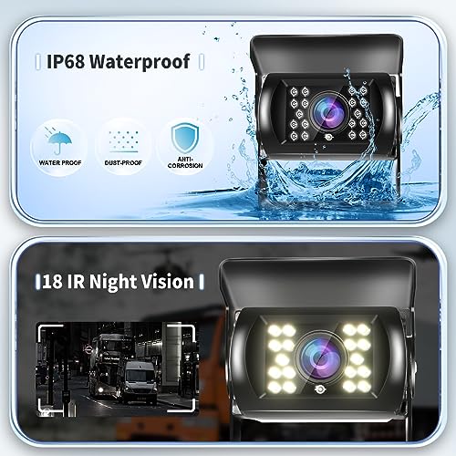 Hodozzy Reversing Camera and 7 inch LCD Monitor Rear View Camera Kit, IR Night Vision Waterproof Reverse Rear Camera System 12V-24V with 4 Pin 15 Meters Cable for Car Vans Truck Trailer Bus Caravan - Image 5