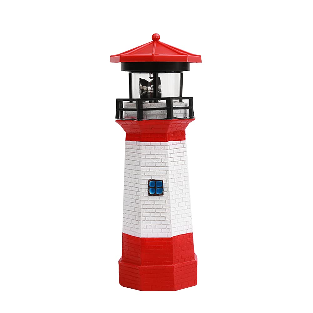 Uposao Solar Lighthouse Garden Decoration Lighthouse Outdoor Solar Rotating with Led Light for Garden Landscape Outdoor Yard