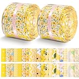 BAODBF Jelly Roll-Stoff, 20 Verschiedene Blumendrucke, 80 Stück, Baumwoll-Jelly Roll-Stoffstreifen, 6,6 x 99,3 cm, zum Quilten und Nähen