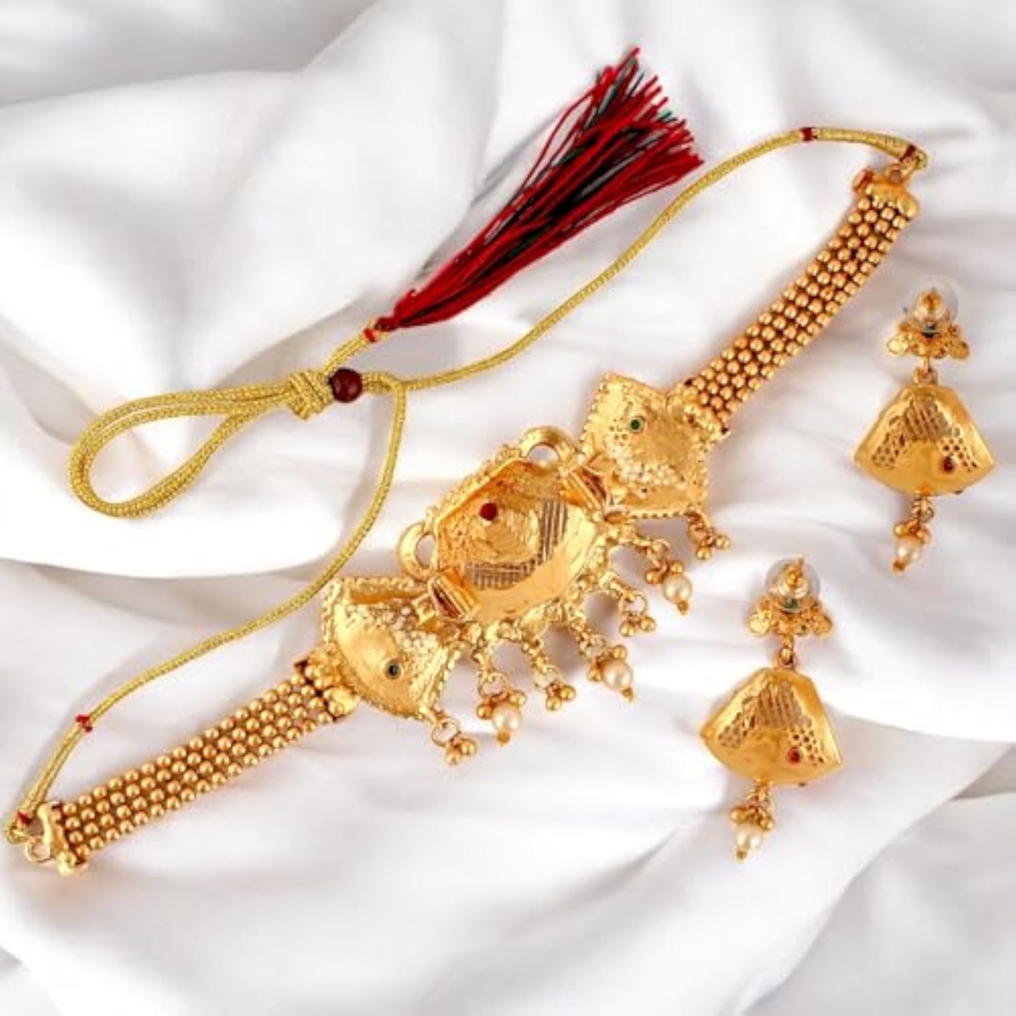 Gold-Plated Meenakari Guluband Choker Necklace Set