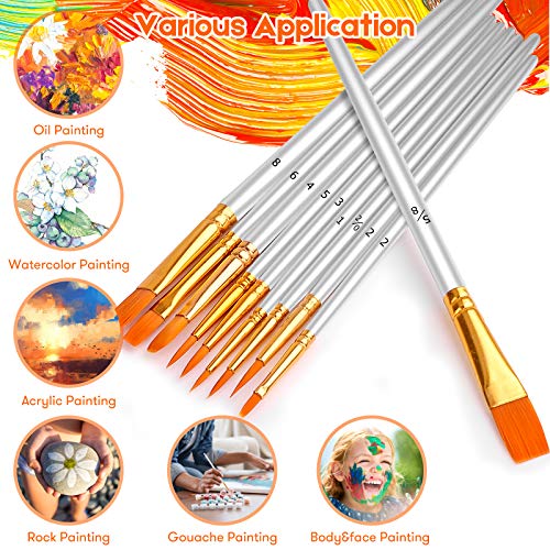 Acrylic Paint Brushes for Canvas Boards Panels Painting, 20 Pcs Purple Art Brush Set for Watercolors, Inks, Gouache, Oil and Tempera, Professional Painting Supplies Set for Artists, Students and Kids
