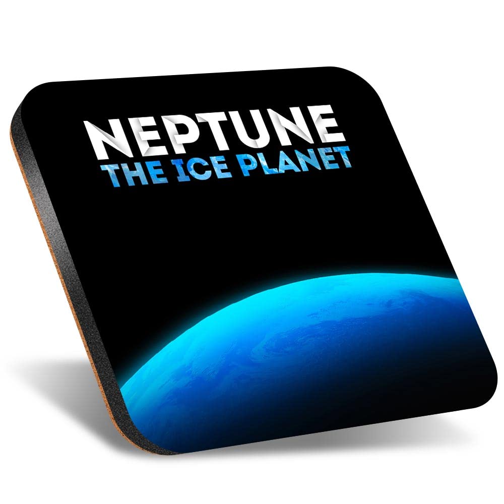 1 x Square Jumbo Size Coaster 12cm Neptune The Ice Planet Solar System Cork Backed MDF Glossy Tea Coffee Accessory #63214