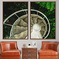 2 Piece Framed Canvas Wall Art Stairs Architecture Canvas Prints Home Artwork Decoration for Living Room,Bedroom - 16