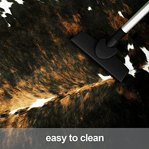 Amearea Faux Cowhide Rug, Premium Cow Print Rugs For Bedroom, Large Cow Hide Area Rug, Faux Fur Animal Hide Carpets For Livingroom, Kids Bedroom, Dining Western Decor Mat, Dark Brown 4.6X5.2 Feet #TOP1