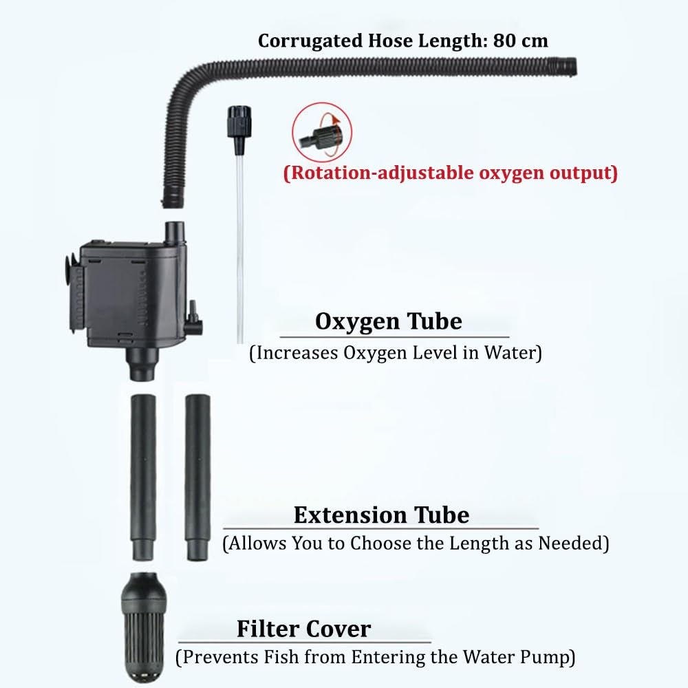 Ultra cicha pompa tlenowa do akwarium, wielofunkcyjny napowietrzacz do stawu rybnego z przyssawkami, 220 V 50 Hz