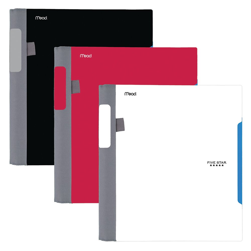 Five Star Advance Spiral Notebooks, 1 Subject, College Ruled Paper, 100 Sheets, 11" x 8-1/2", Black, White, Red, 3 Pack (38631)