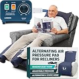 Lunderg Alternating Air Pressure Pad for Recliner Chair - Pressure Relief Cushion Topper for Recliner - Bed Sore Prevention - Medical Grade Mattress Pad, Cover & Quiet Pump - Home or Hospital (Blue)