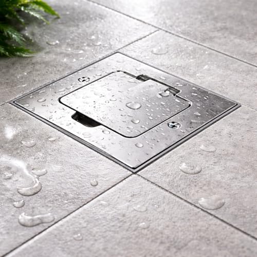Metall Einbausteckdose Bodensteckdose IP44 Klappdeckel Serie AP-1 silber
