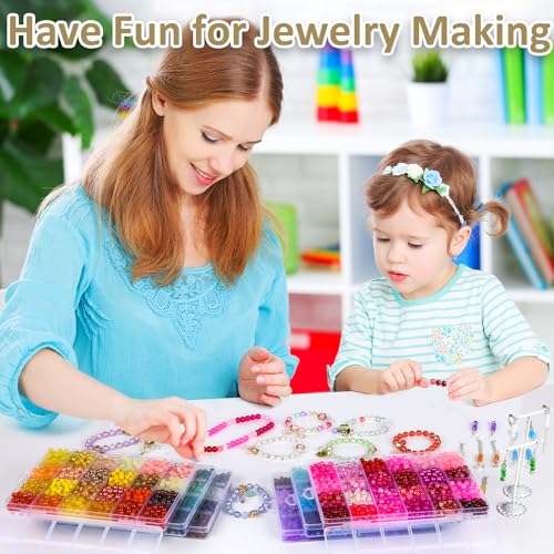 image for XSEINO About 7200PCS 6mm Glass Beads Bracelet Making Kit,144 Assorted 