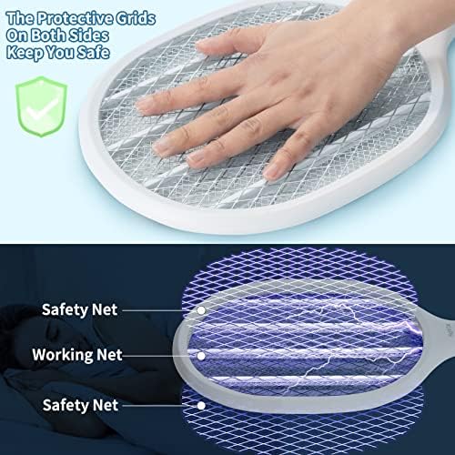 Night Cat Fly Zapper Electric Fly Swatter Killer 3000V Mosquito Bug Bat Racket USB Rechargeable