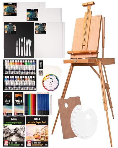 DJAR 89 pcs Acrylic Art Set with French Easel for