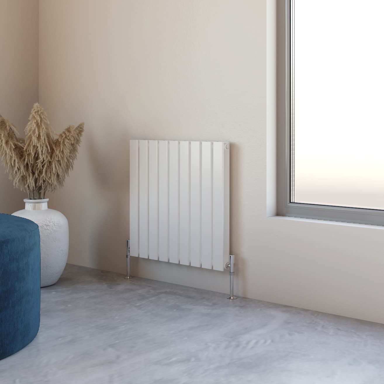 Huibathroom White Flat Panel Radiator 600X612mm Horizontal Design Double Tall Upright Central Heating Rad