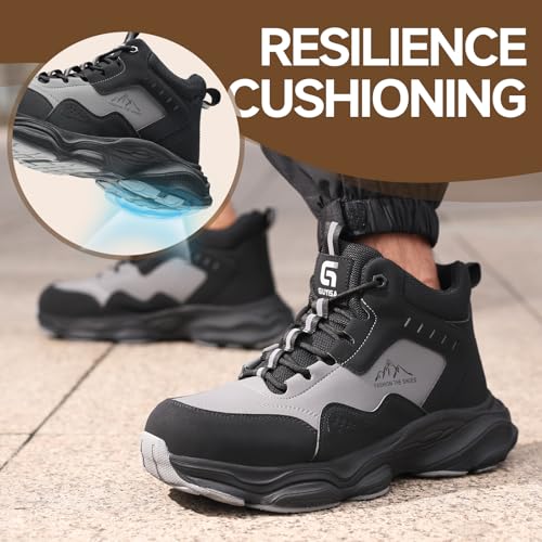 Image of Steel Toe Work Shoes for Men, Lightweight Safety Shoes with Puncture Resistant Midsole, Comfortable Protective Work Shoes for Warehouse Factory Light Construction