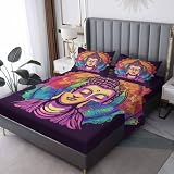 Xyzdorv Buddha Statue Sheet Set Full Size, Zen Buddha Bed Sheets, Meditating Aesthetic Bedding 4 Piece for Bedroom Decor - 16 Inch Deep Pocket, Super Soft Microfiber & Wrinkle Free