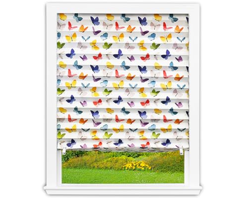 Redi Shade No Tools Original Printed Light Filtering Pleated Paper Shade, Butterflies, 36
