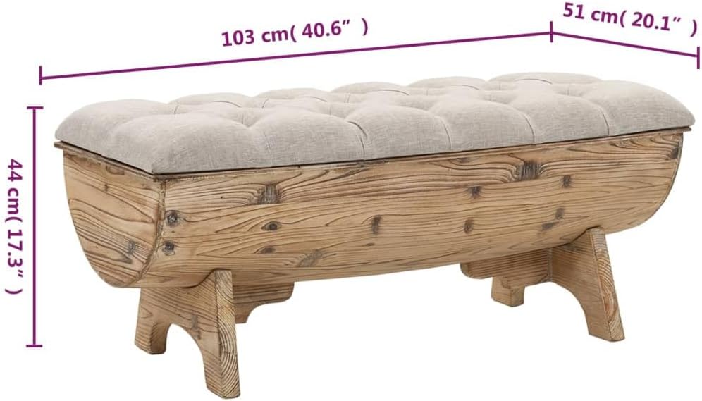 vidaXL Storage Bench, Storage Trunk, Entryway Bench with Storage, Hallway Bench for Hallway Living Room Doorway, Retro, Solid Fir Wood