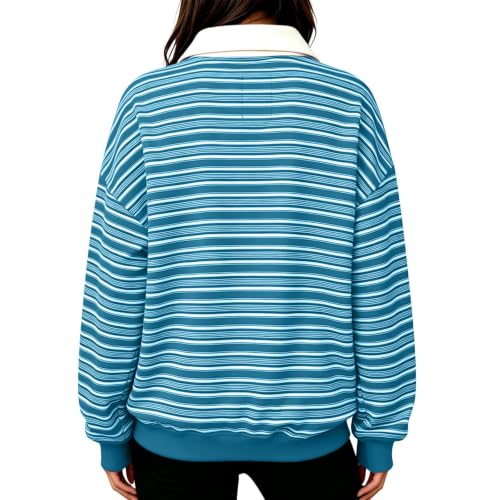Striped Long Sleeve Shirts for Women Dressy Casual Polo Shirt Fall Outfits | Loose Fit, Office, Lightweight, Workout, Business, Holiday, Vacation, Work Blouses, Travel Outfits, Fashion Clothing 2026 - image 3