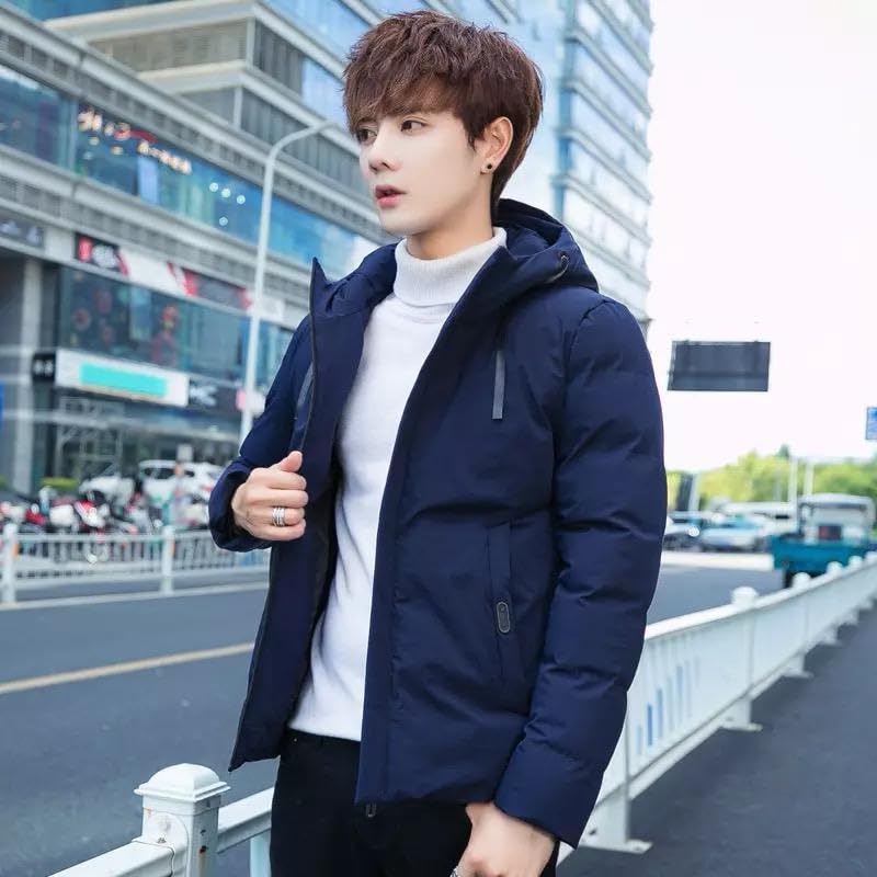 Image of YOONIKK Hooded Jacket for Men | Winter Wear Puffer Jacket | Full Sleeve Padded Bomber Jacket for Men | Lightweight Windproof Outerwear | Stylish Winter Jackets for Men