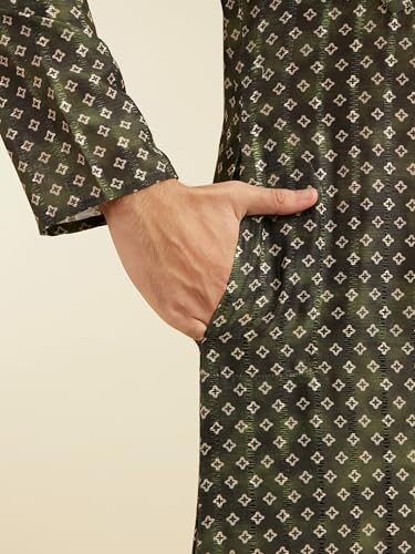Image of DIWAS by MANYAVAR Men's Art Silk Bandhani Prints Angrakha Style Kurta (1pc)
