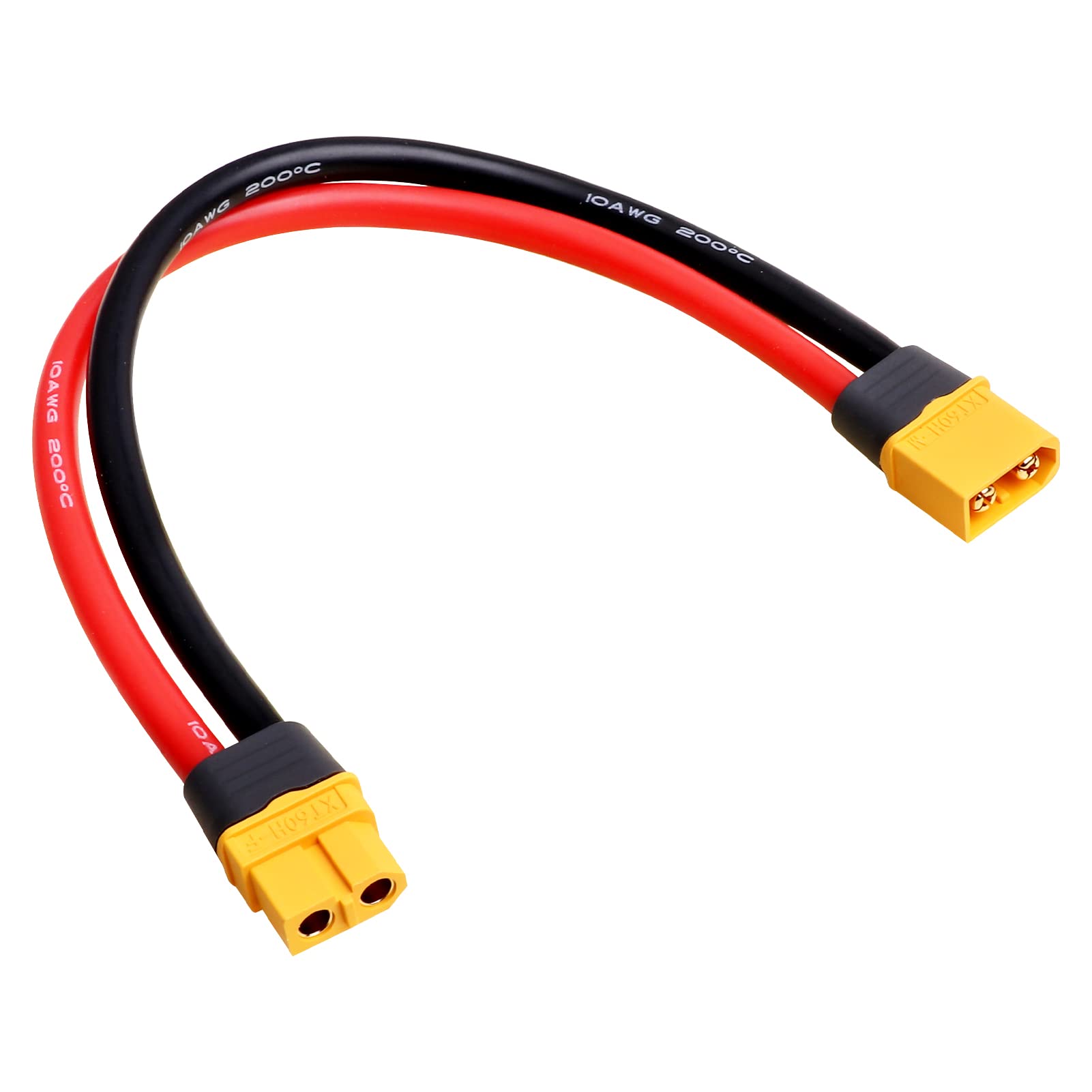 VISSQH 2 Paires XT60 – Connecteurs Mâle/femelle Avec Câble 14AWG 53 Mm – Pour Batteries RC – Jaune + Noir