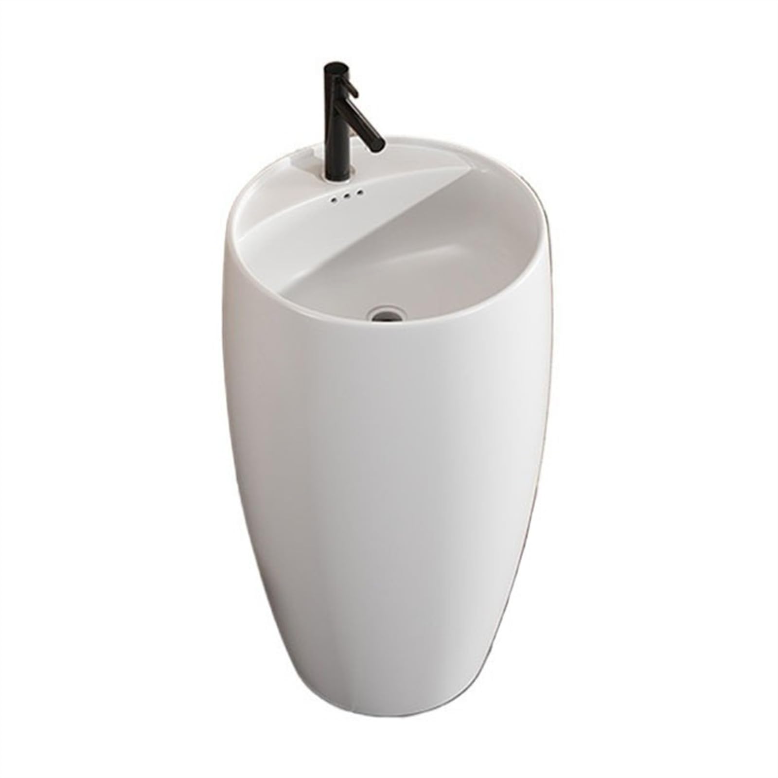 Zhaoj24-05 White Pedestal Sink Bathroom Pedestal Basin, One-Piece Floor-Standing Washbasin With Overflow, Bathroom Ceramic Sink With Hot And Cold Water Taps, Drain Kit(White)