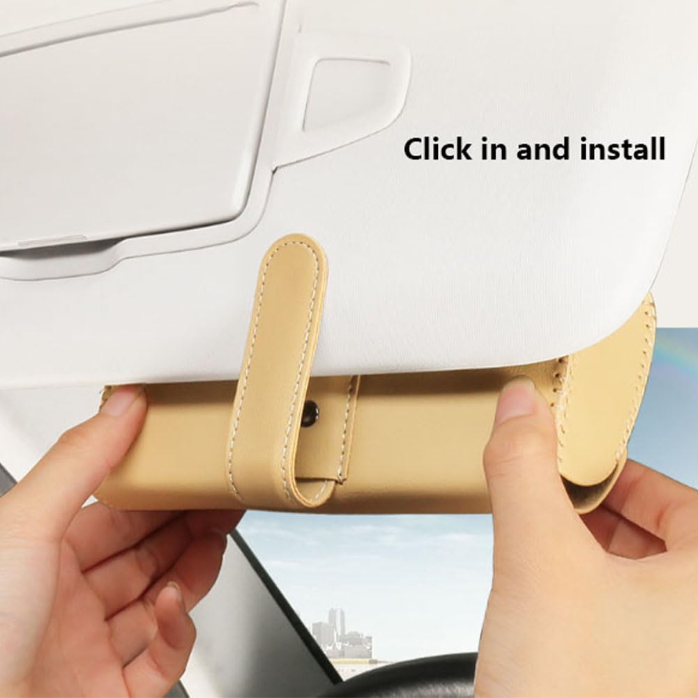 Auto Brillenetui Sonnenblende für A1 A3 TT, Auto Sonnenbrillenhalter Leder, Universal Kristall Brillen Aufbewahrungsbox,J