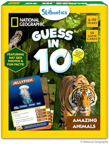 Skillmatics Guess in 10 National Geographic Animals, Educational Card Game for Kids & Families, Animal Trivia & Travel Game, Screen-Free Fun, Gifts for Ages 6, 7, 8, 9 and Up