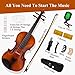 PHOENIX Violin 4/4 Full Size Kit, Violin Fiddle Set for Beginner Adults Student with Rosewood Bow Extra Strings & Bridge (Entry-level, Full)