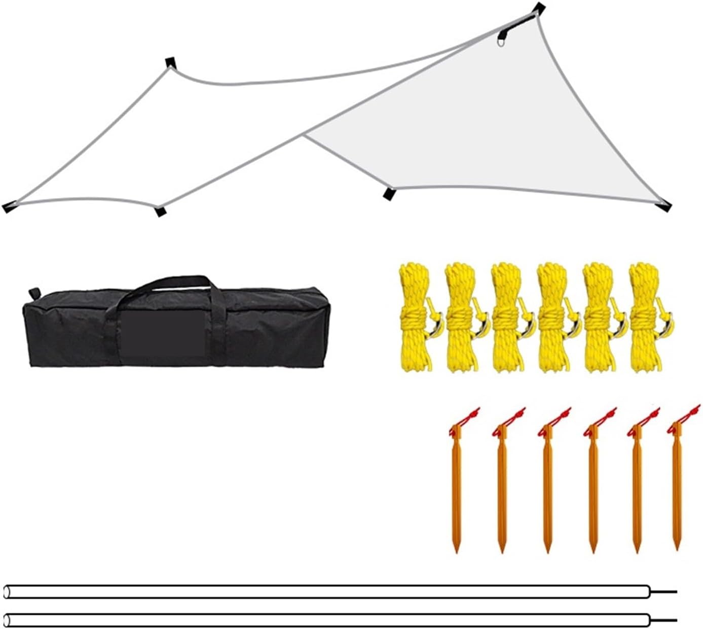 Compatible for 4.5x4.5 Large Tent Tarp Outdoor Camping Black Waterproof Canopy Hexagon Camp Awning with Silver Coating(Kit C)