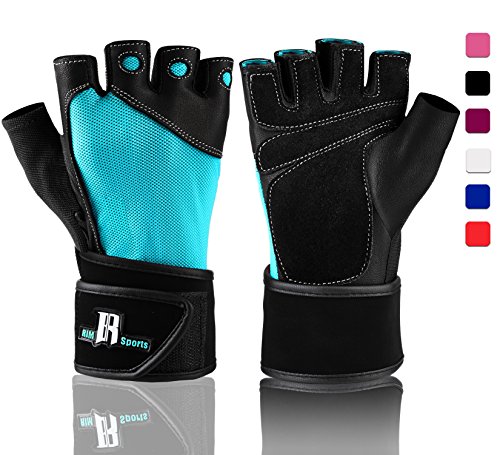 Gewichthebe-Handschuhe mit Handgelenkstütze, Workout-Handschuhe mit Handgelenk-Polsterung zum Gewichtheben, für Crosstraining, Powerlifting, Crossfit-Zubehör, Fitnessstudio-Handschuhe für Frauen und Herren. L türkis Cover