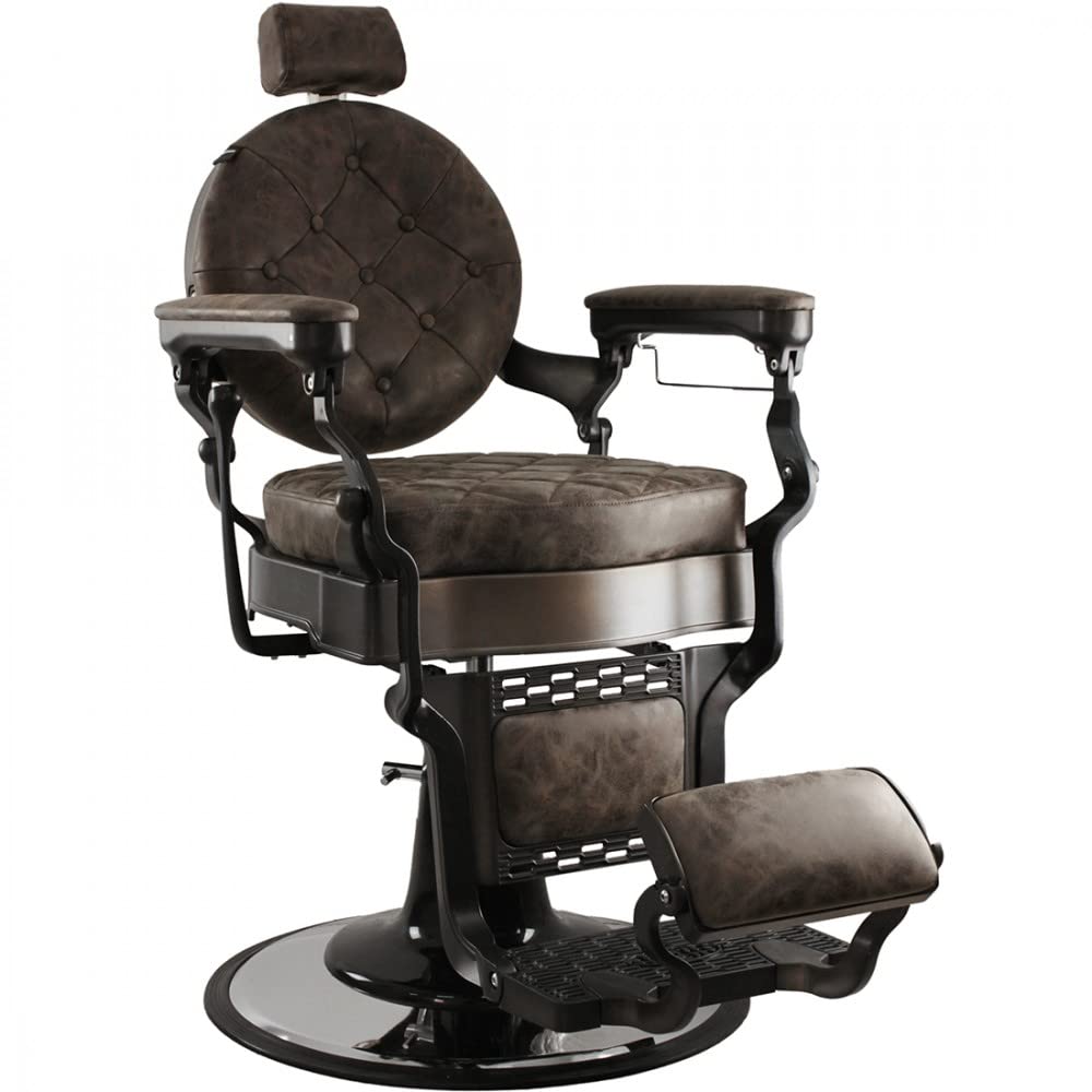 Silla de barbero con reposapiés para Barber Shop Vintage marrón o negro St. Louise