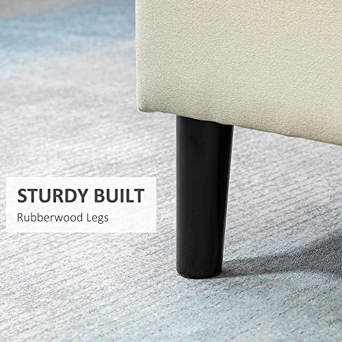 Homcom 30" Square Storage Ottoman, Upholstered Ottoman Coffee Table With Lift Top, Button Tufted And Wood Legs, Accent Footstool For Living Room, Cream White #TOP6