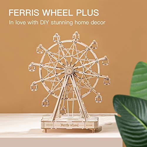 Robotime DIY Riesenrad Holzpuzzle 3D mit Musikbausätzen Holz Modellbausatz Puzzle Mechanische Modellbau Bastelset… – Bild 7