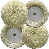 Polishing Pad Buffing Pads Kit 4PCS 4inch 100% Natural Wool Hook & Loop Grip Buffing Pad for Compound Cutting & Polishing for Car Polishing Motorcycle Machine Refrigerator Furniture Cabinets etc