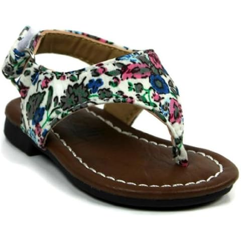 Kali Footwear Little Girl Edit-Baby Flower Print Open Toe Sandal 1 White Cover