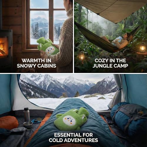 Image of Plush Hot Water Bottle with Soft Cover & Hand Warmer Sleeve 1000ML Heating Bag for Period Cramp, Back Pain & Muscle Aches, Hot & Cold Compress for Shoulder, Stress, Injury & Swelling (Olive Green - Puppy)