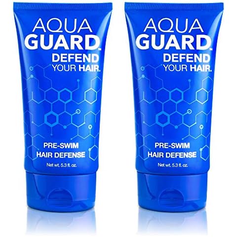 AquaGuard Pre-Swim Hair Defense | Prevents Chlorine Damage + Softens Hair | Made in California | Color Safe, Great Scent | 5.3 oz (2 Pack) Cover