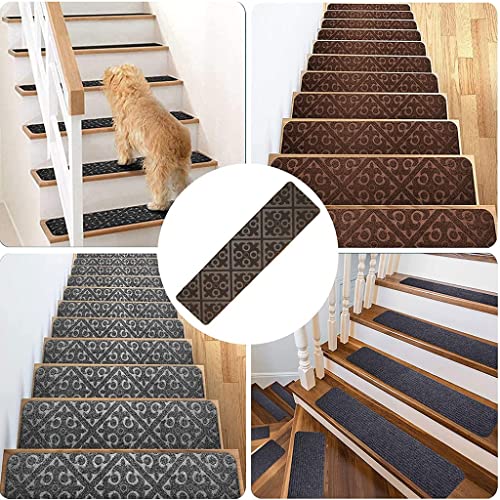 Protectores de escaleras interiores de madera alfombras de diseño resistente pack de 7 5