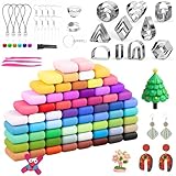 Air Dry Polymer Clay Kit – 64 Colour Modelling Clay Set with 3 Sculpting Tools & 87 Accessories – Soft Non-Toxic Craft Clay for Kids – DIY Jewellery, Charms, Decorations & Creative Gifts – 2