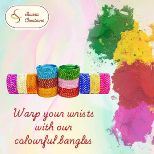 Image of Swara Creations Metal Bangle /Churi Set, in Multicolor large /extra large, Bangles set for Women /Girls with Zari and Cutting Design(144Pcs)