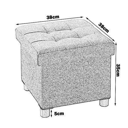 Tabouret de rangement pouf vert et bois à haute élasticité - 3