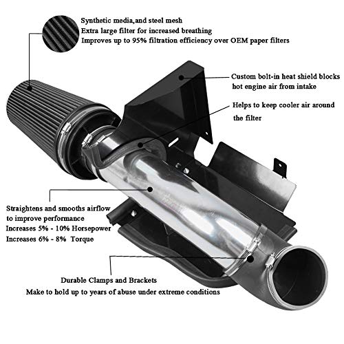 Moosun MS-06880 4 Inch Cold Air Intake System + Heat Shield thumb #1