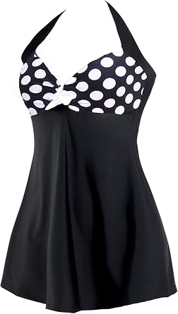 Women's Plus Size Swimsuit One Piece Swim Dress with Skirt Tummy Control Swimwear