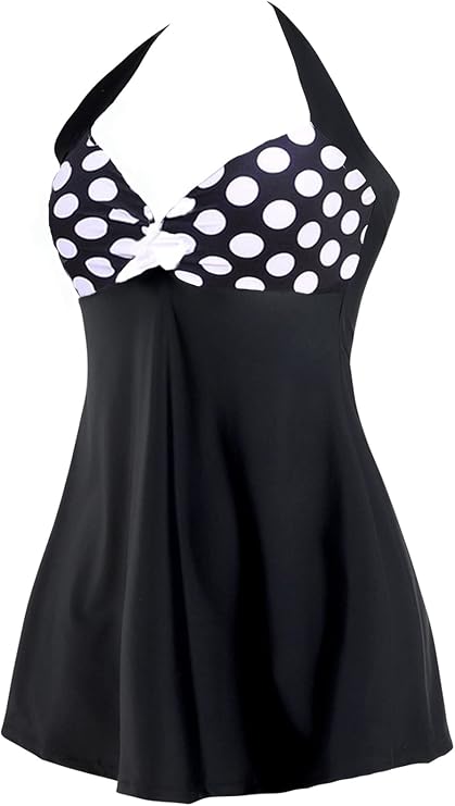 Women's Plus Size Swimsuit One Piece Swim Dress with Skirt Tummy Control Swimwear