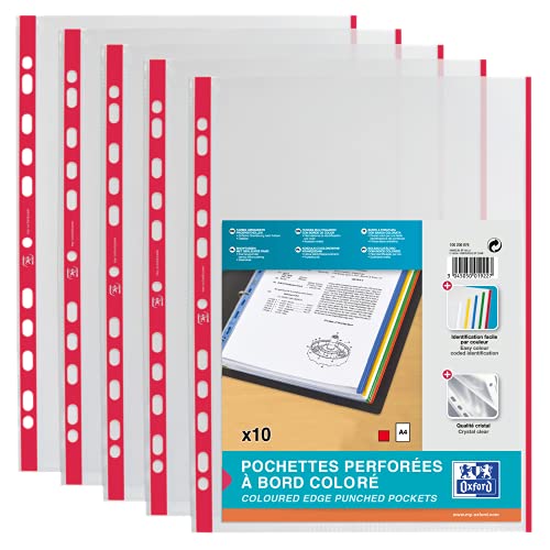 Elba 100206876 Prospekthlle, DIN A4 mit farbigem Rand, PP, rot