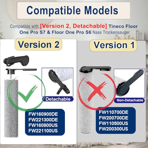 AVAENZO Accessori per Tineco Floor One S7 Pro/Floor One S6, 2 rulli 4 filtri umido secco aspirapolvere tutto in uno - 2