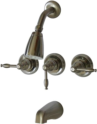 Elements of Design Magellan EB238KL - Grifo de ducha y bañera con tres asas, níquel cepillado disponible en Yaxa Peru