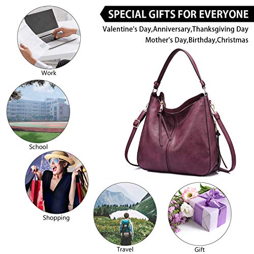 Image of Realer Hobo Crossbody Bags for Women Designer Faux Leather Hobo Handbags Retro Large Size Shoulder Bag Bucket Purse