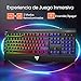 VicTsing Pack de Teclado y Ratón Gaming LED Luces, Teclado Gaming Rainbow...