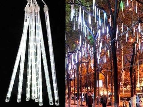 Cascata 8 Pisca Tubos Queda Pisca Pisca Chuva De Leds Bastão Chuva 50cm Branco Quente Bivolt